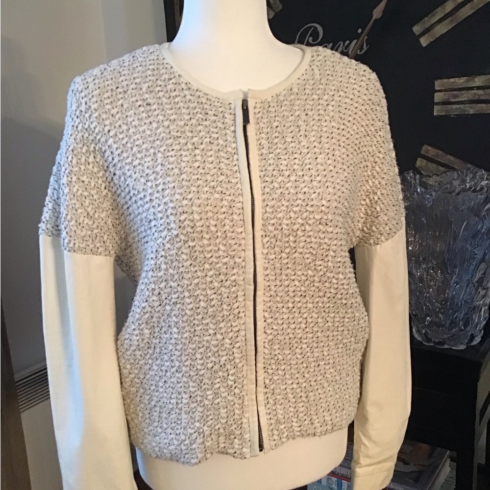 💕Host Pick💕 Derek Lam Tweed Jacket with Contrasting Lamb Leather Sleeves